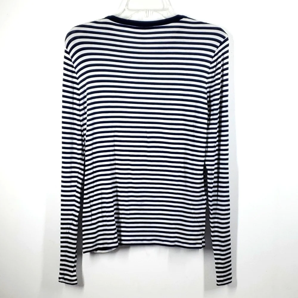MICHAEL Michael Kors Blue White Striped Long Sleeve Shirt PM - Picture 6 of 10